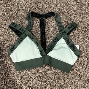 Nike green and teal strap oh sports bra medium support size S